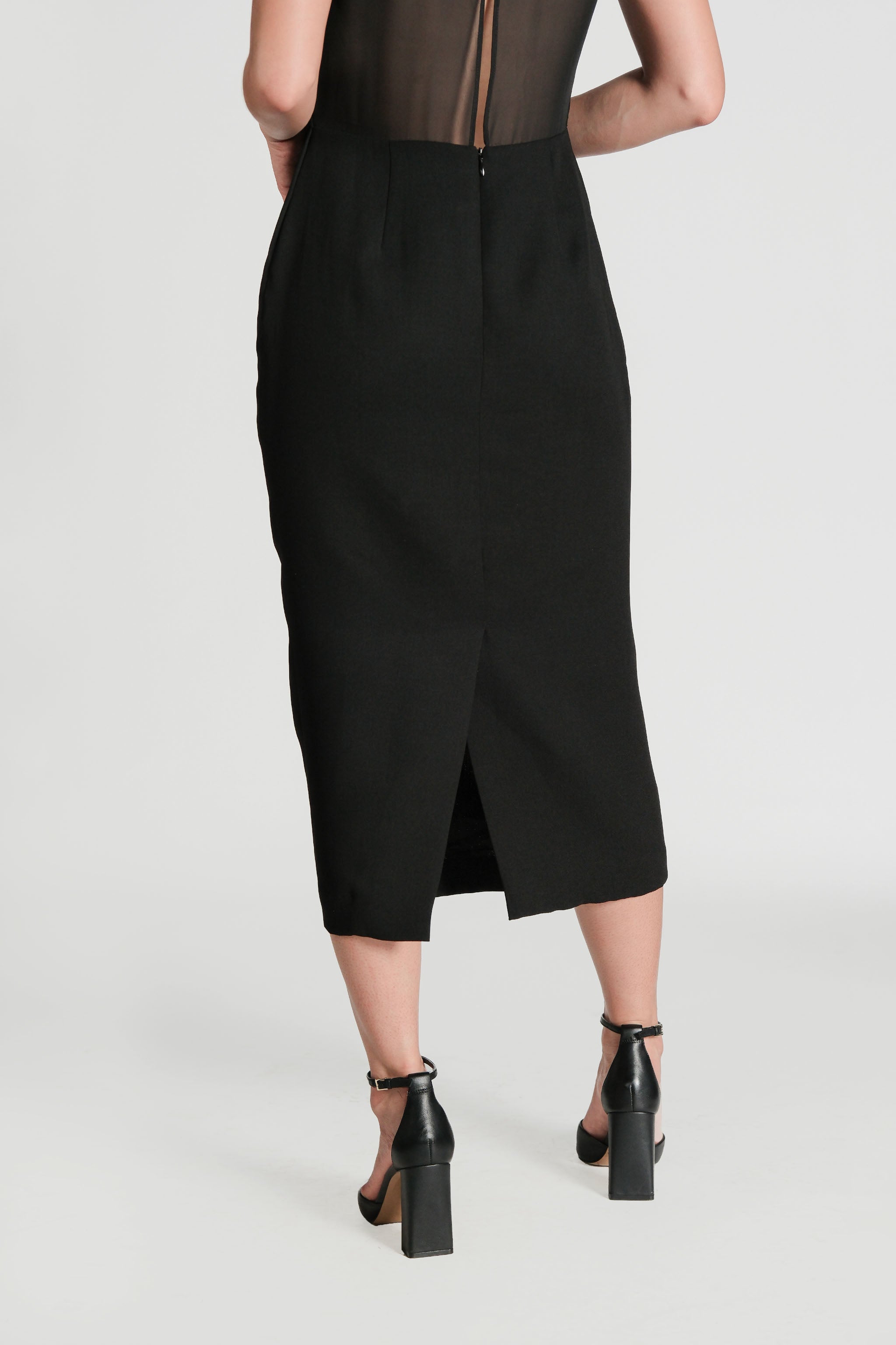 Sheer Back Dress - Black