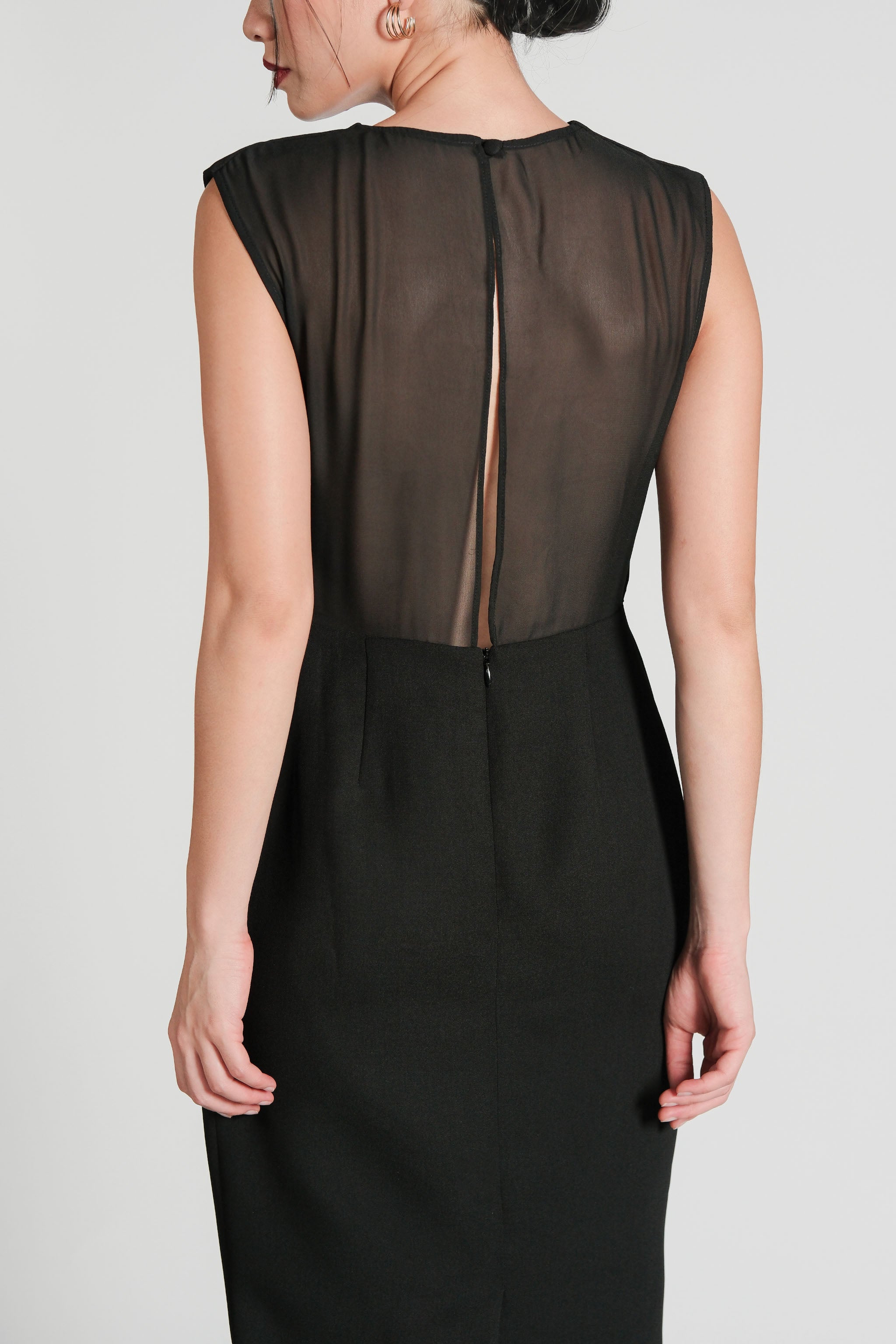 Sheer Back Dress - Black