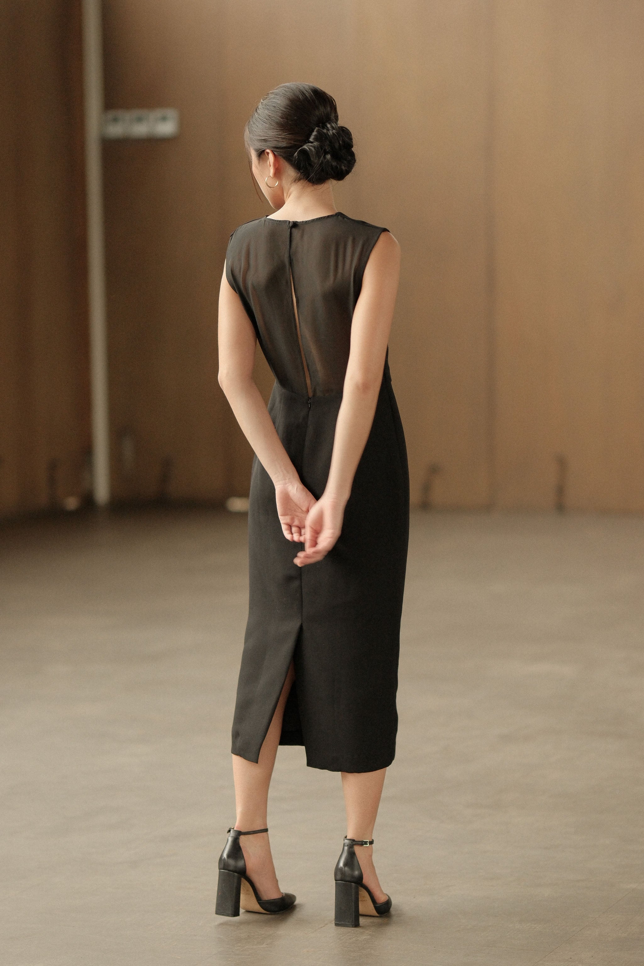 Sheer Back Dress - Black