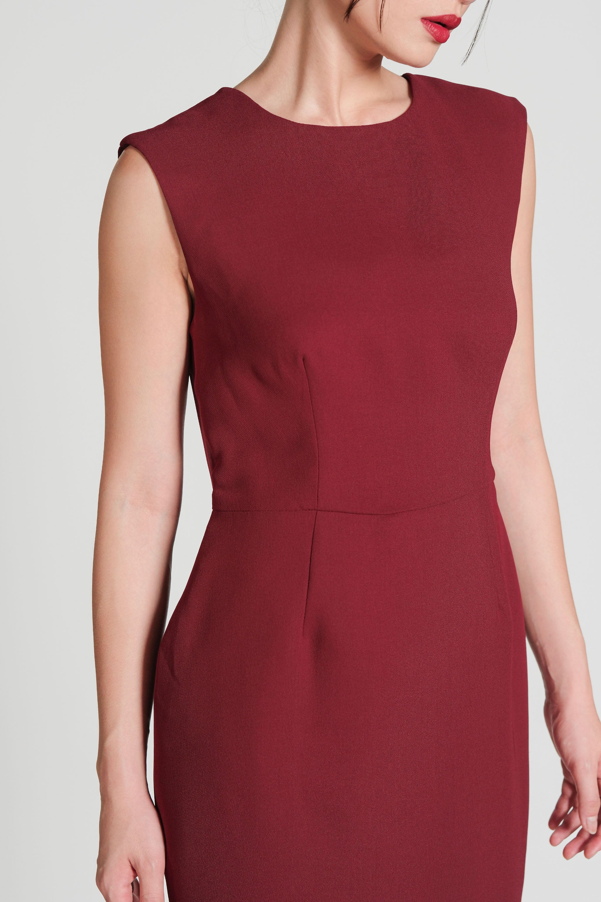 Sheer Back Dress - Maroon