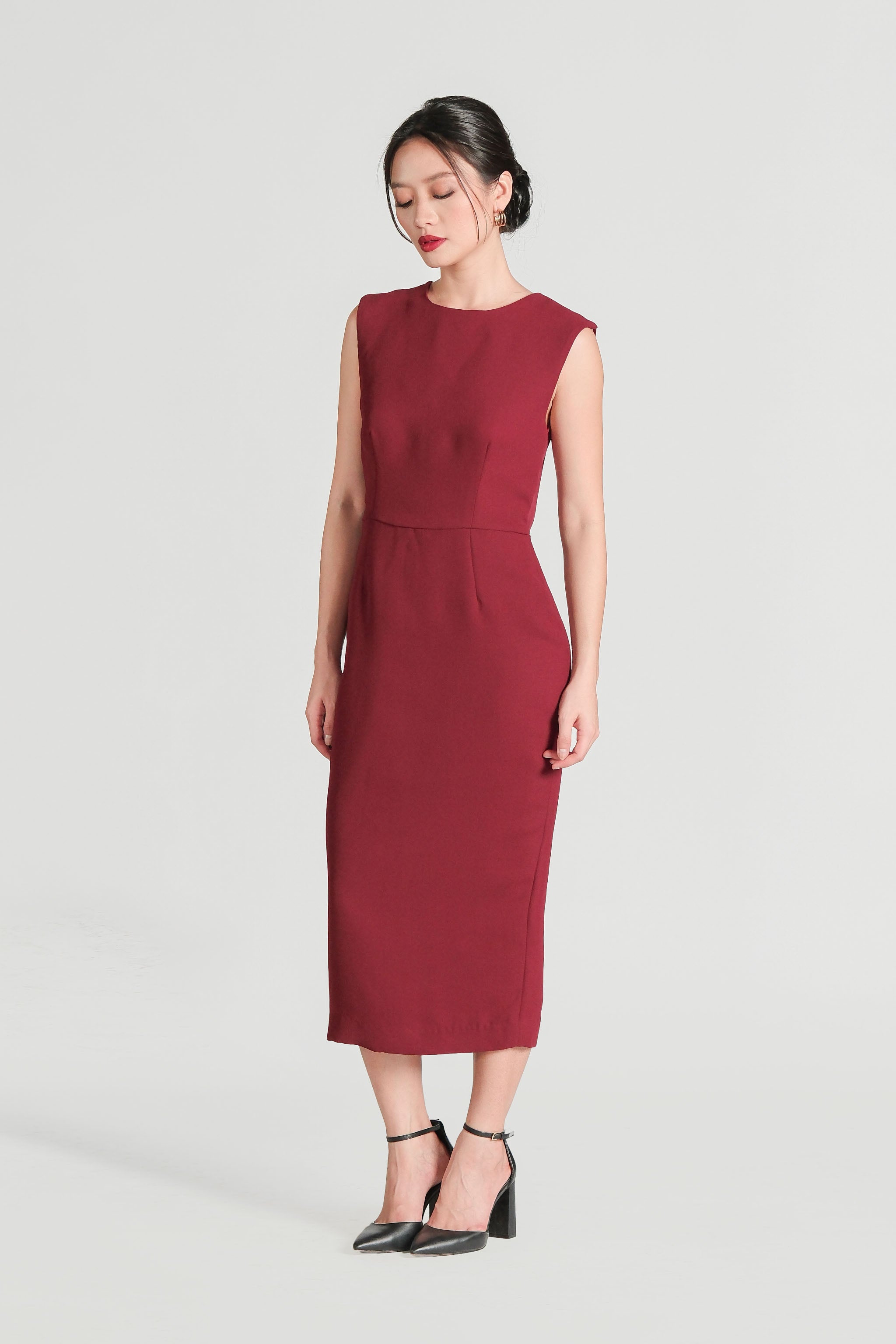 Sheer Back Dress - Maroon