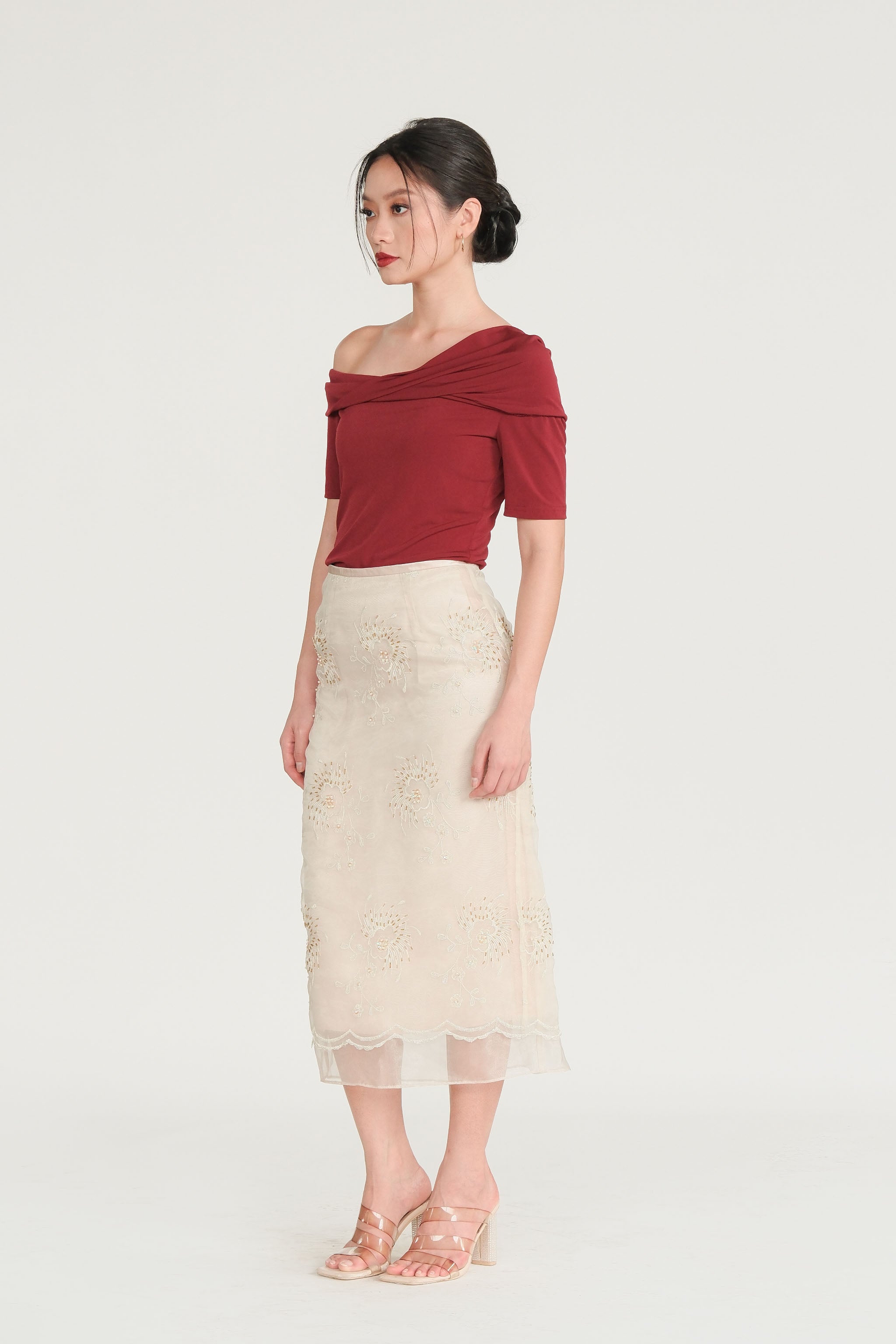 Sequin Midi Skirt - Gold