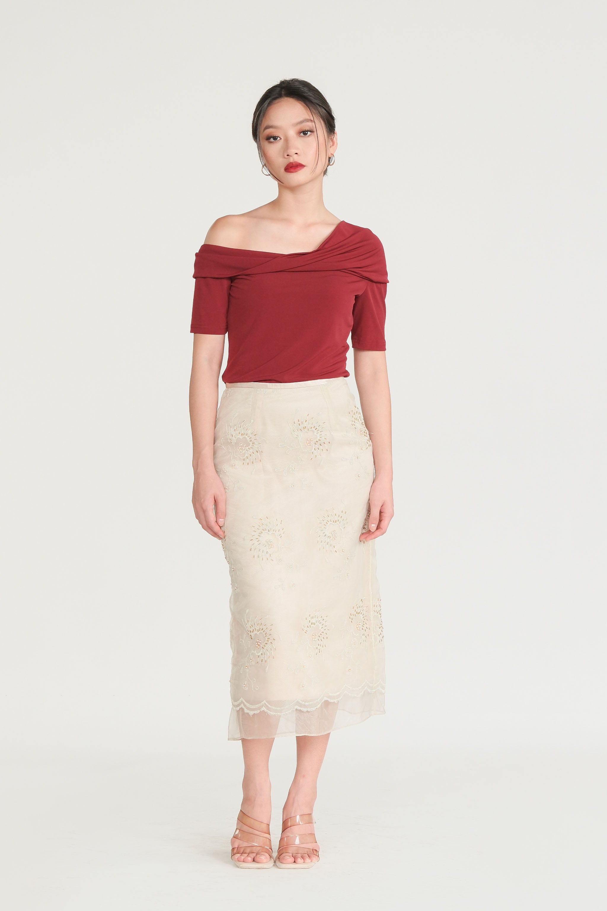 Sequin Midi Skirt - Gold