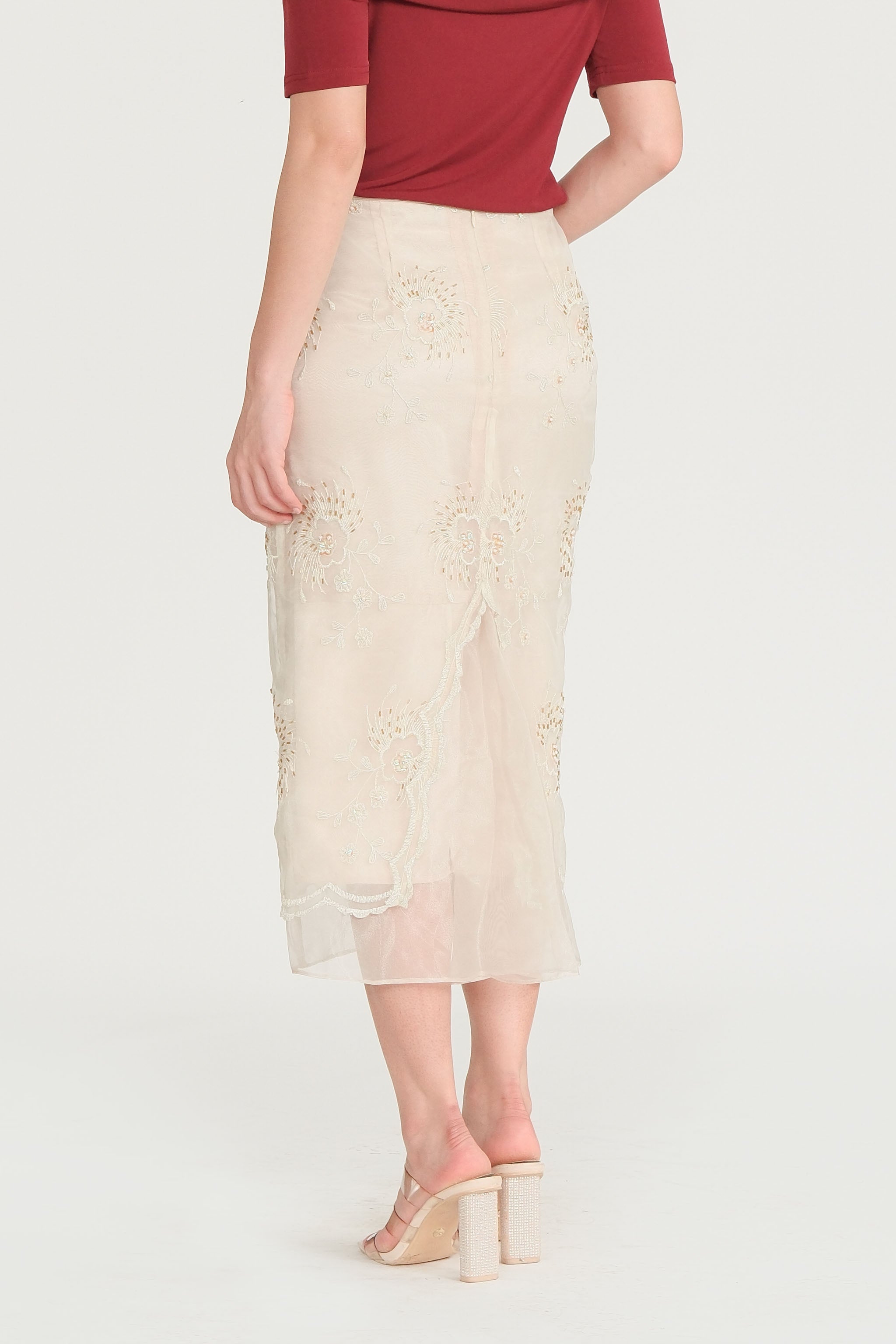 Sequin Midi Skirt - Gold