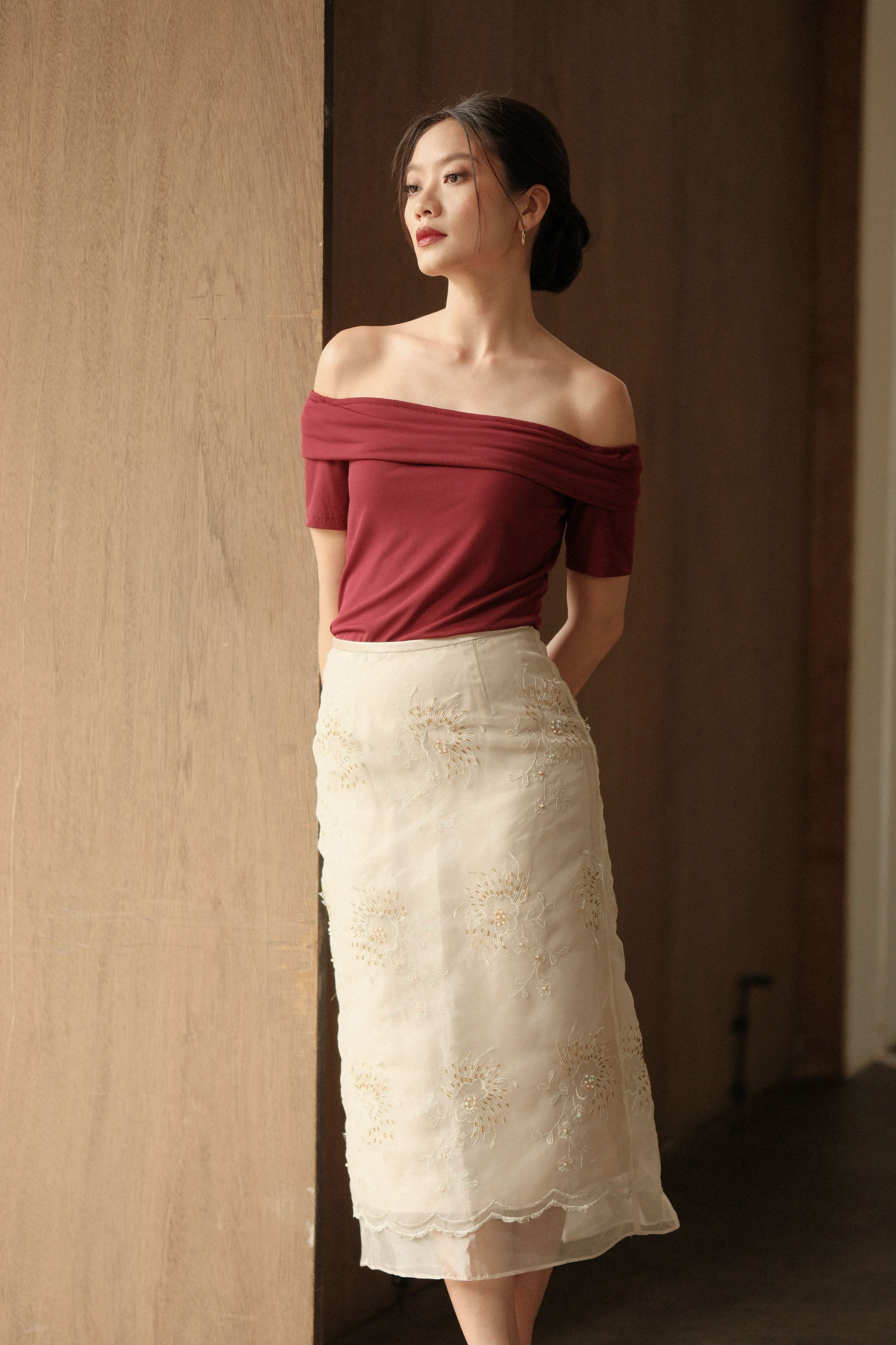 Sequin Midi Skirt - Gold