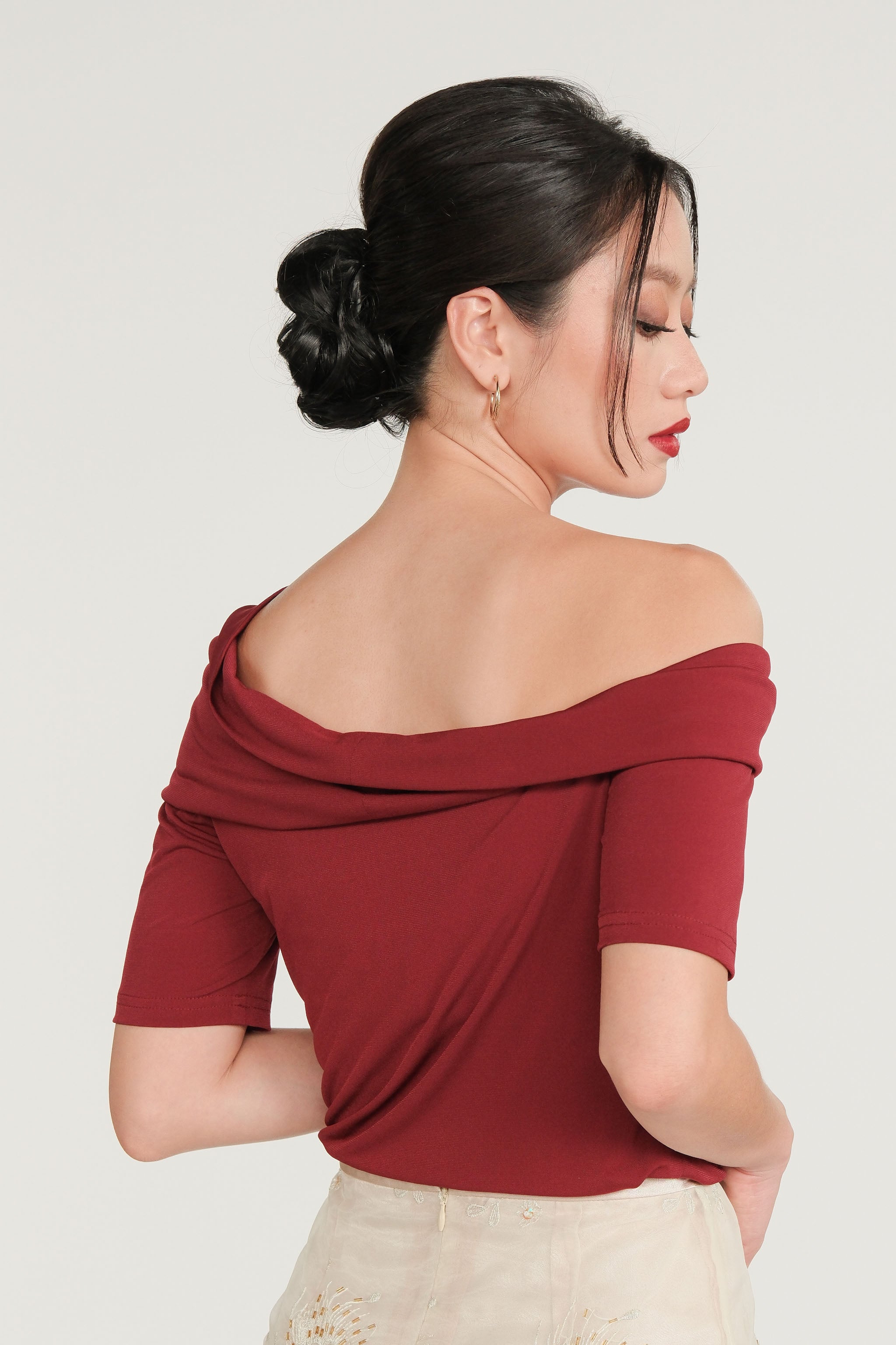Convertible Off-Shoulder Top - Maroon
