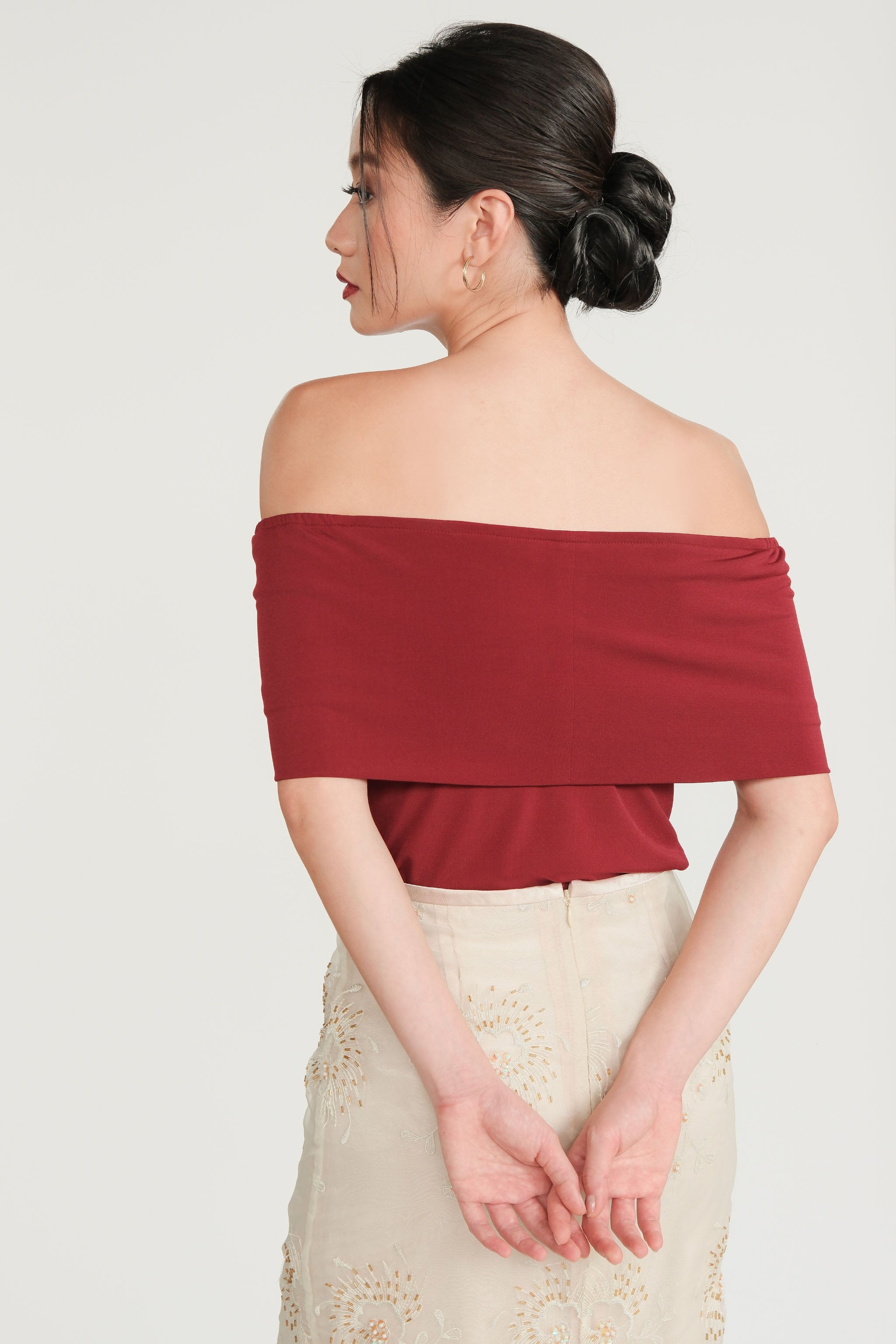 Convertible Off-Shoulder Top - Maroon