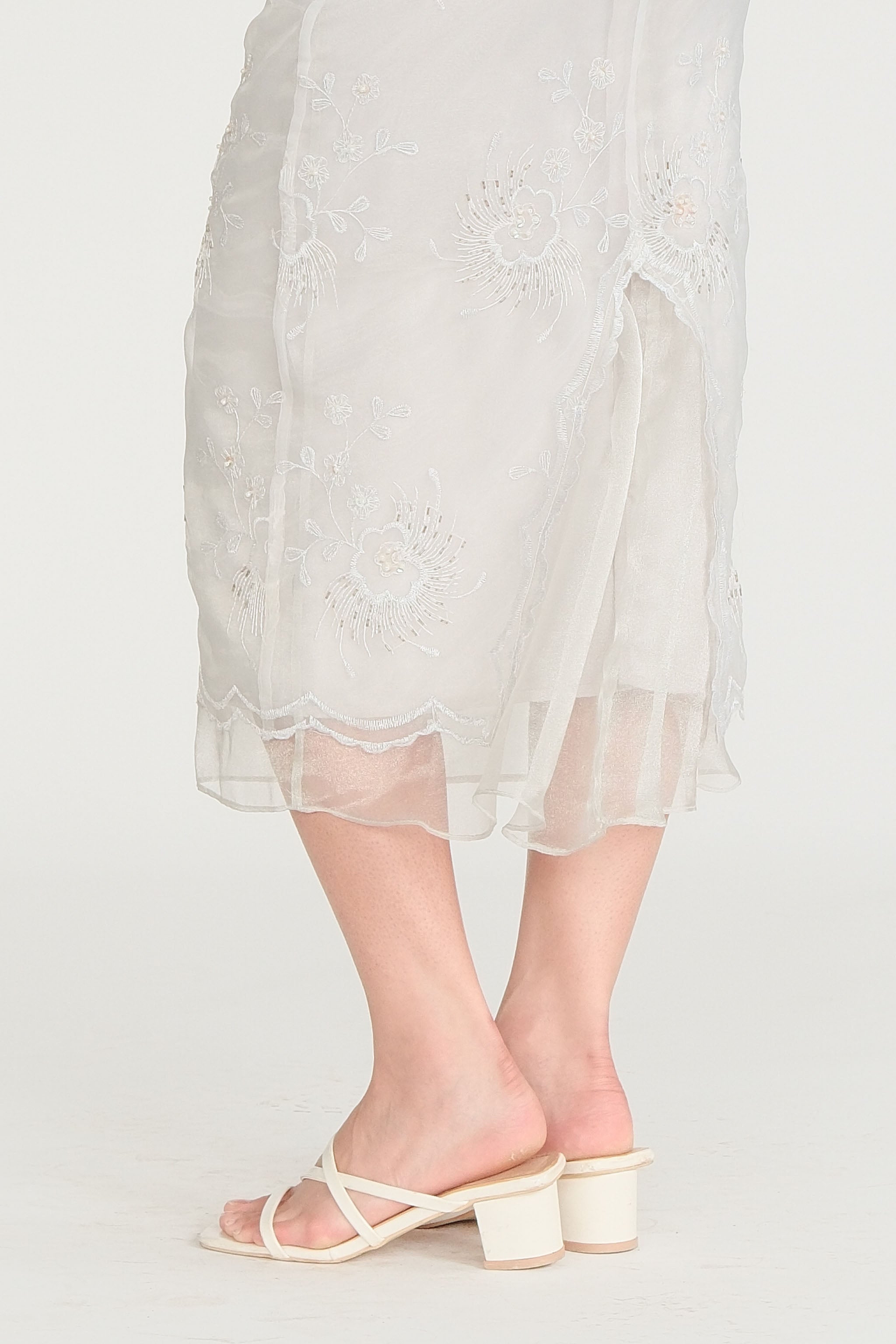 Sequin Midi Skirt - Silver