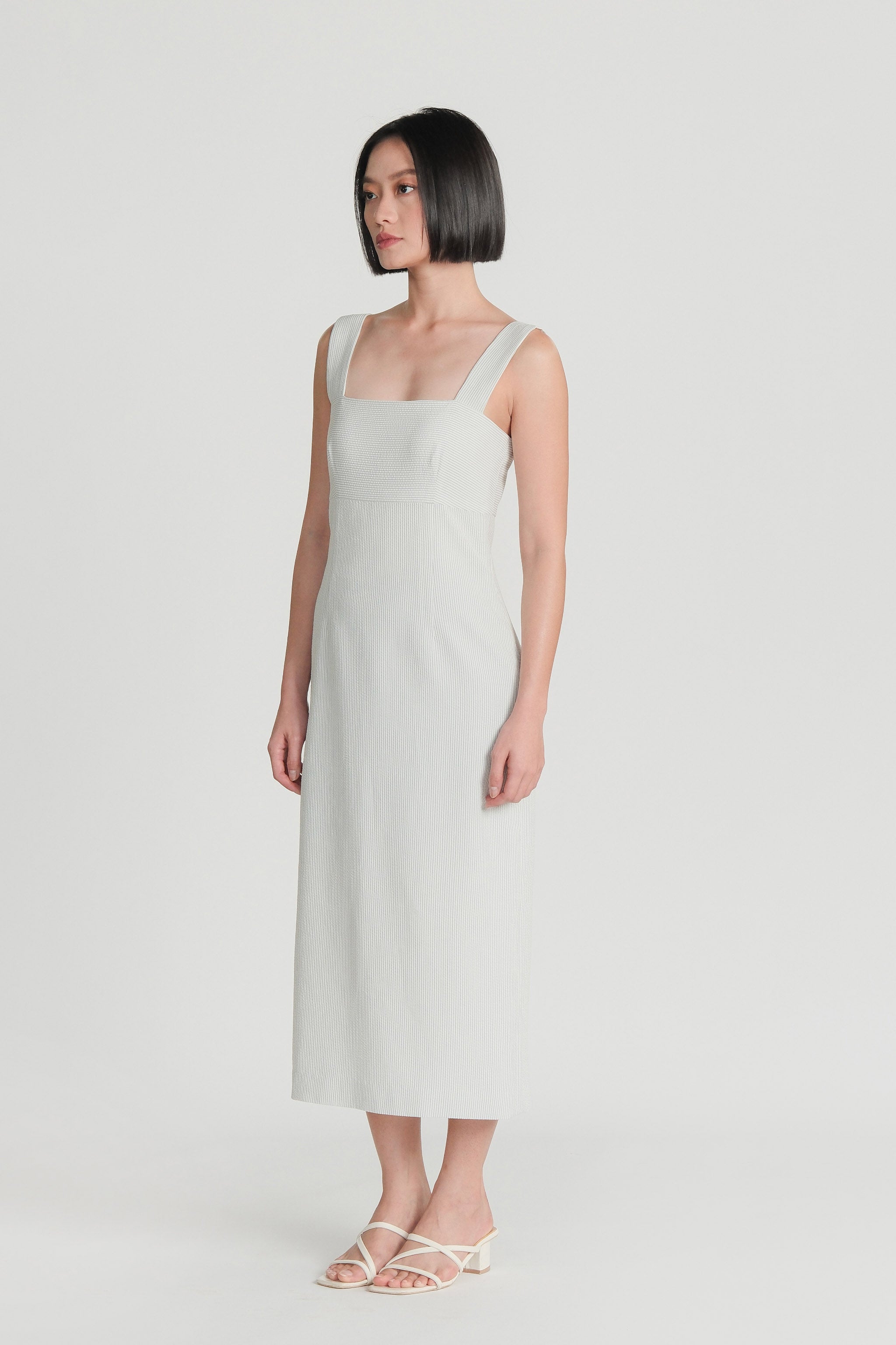 Textured Striped Dress – Sage