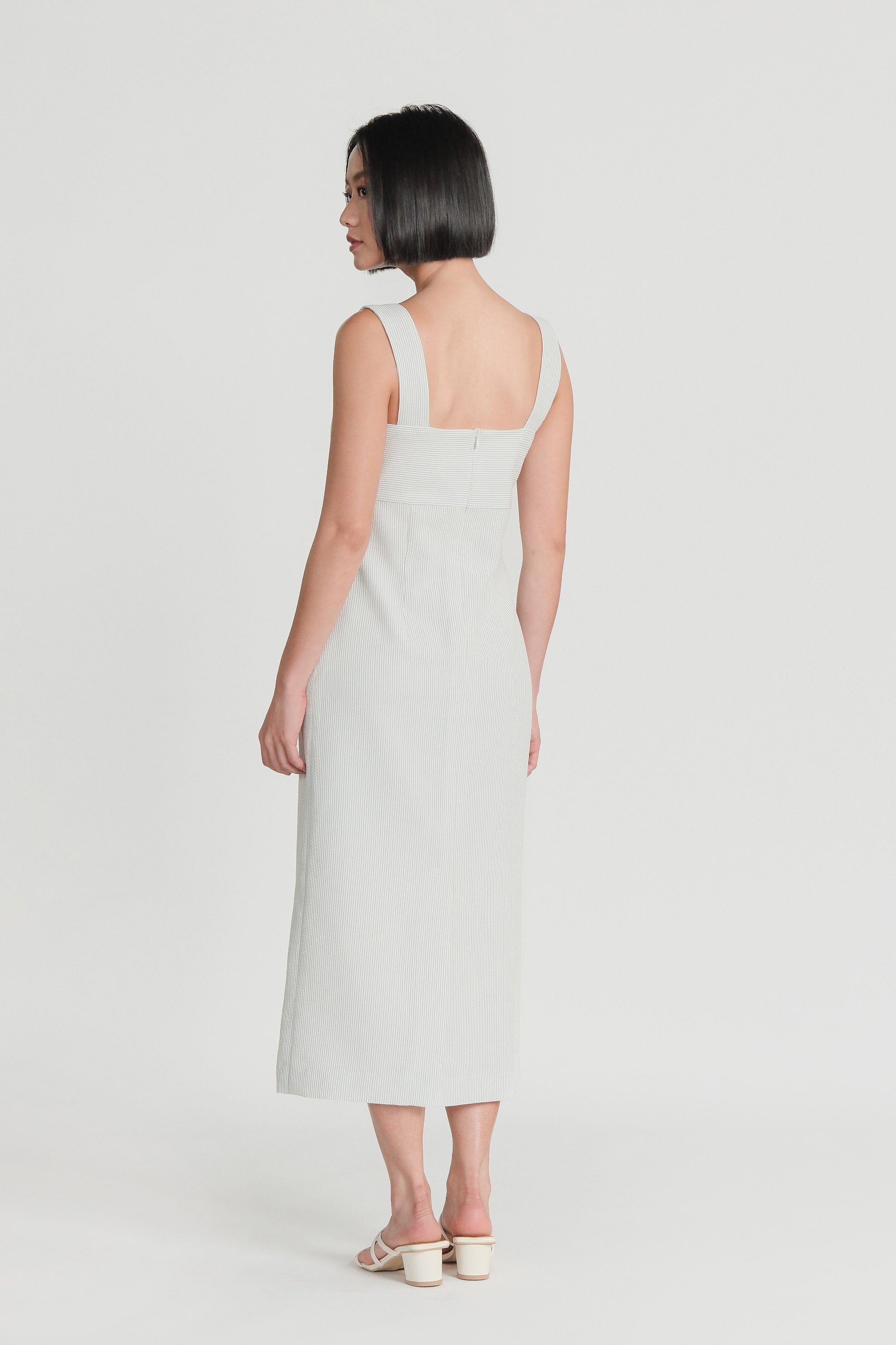 Textured Striped Dress – Sage