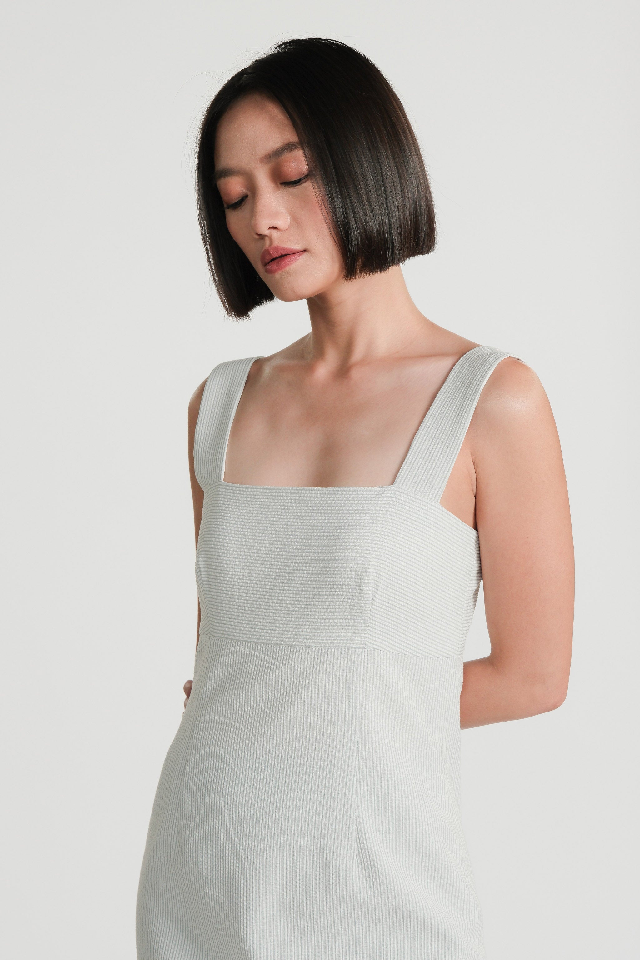 Textured Striped Dress – Sage