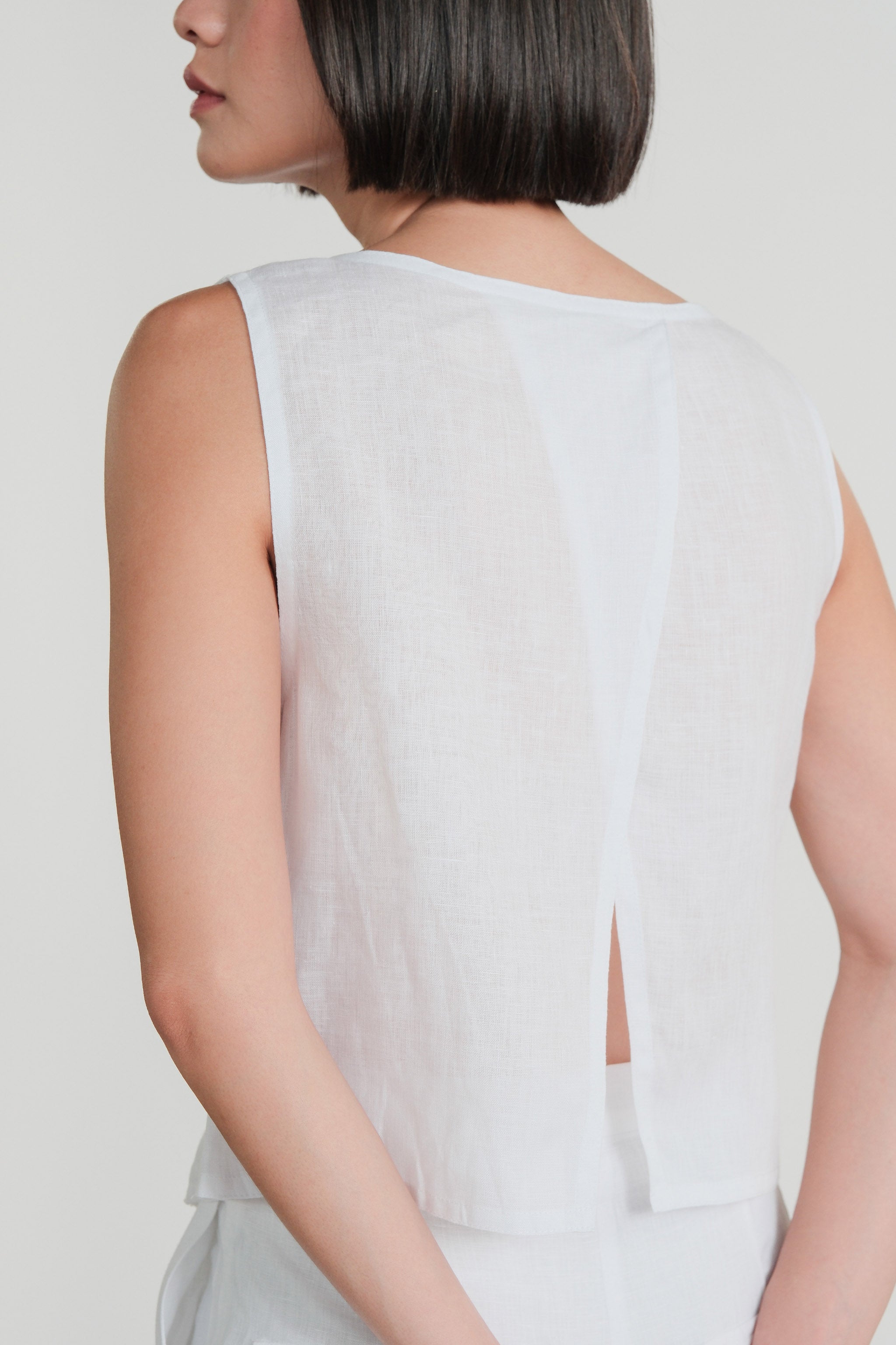 Linen Vest & Pants Set – White