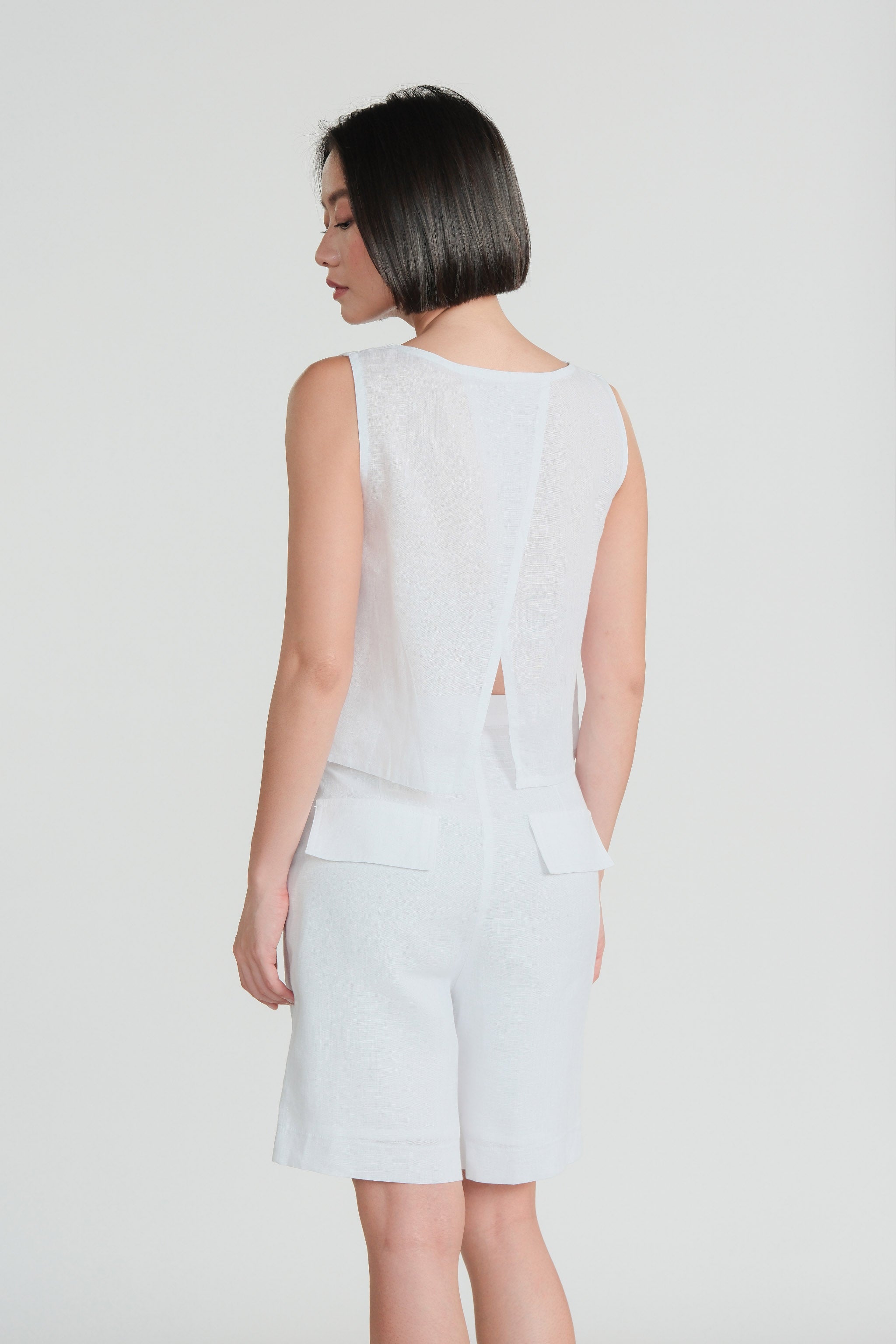 Linen Vest & Pants Set – White
