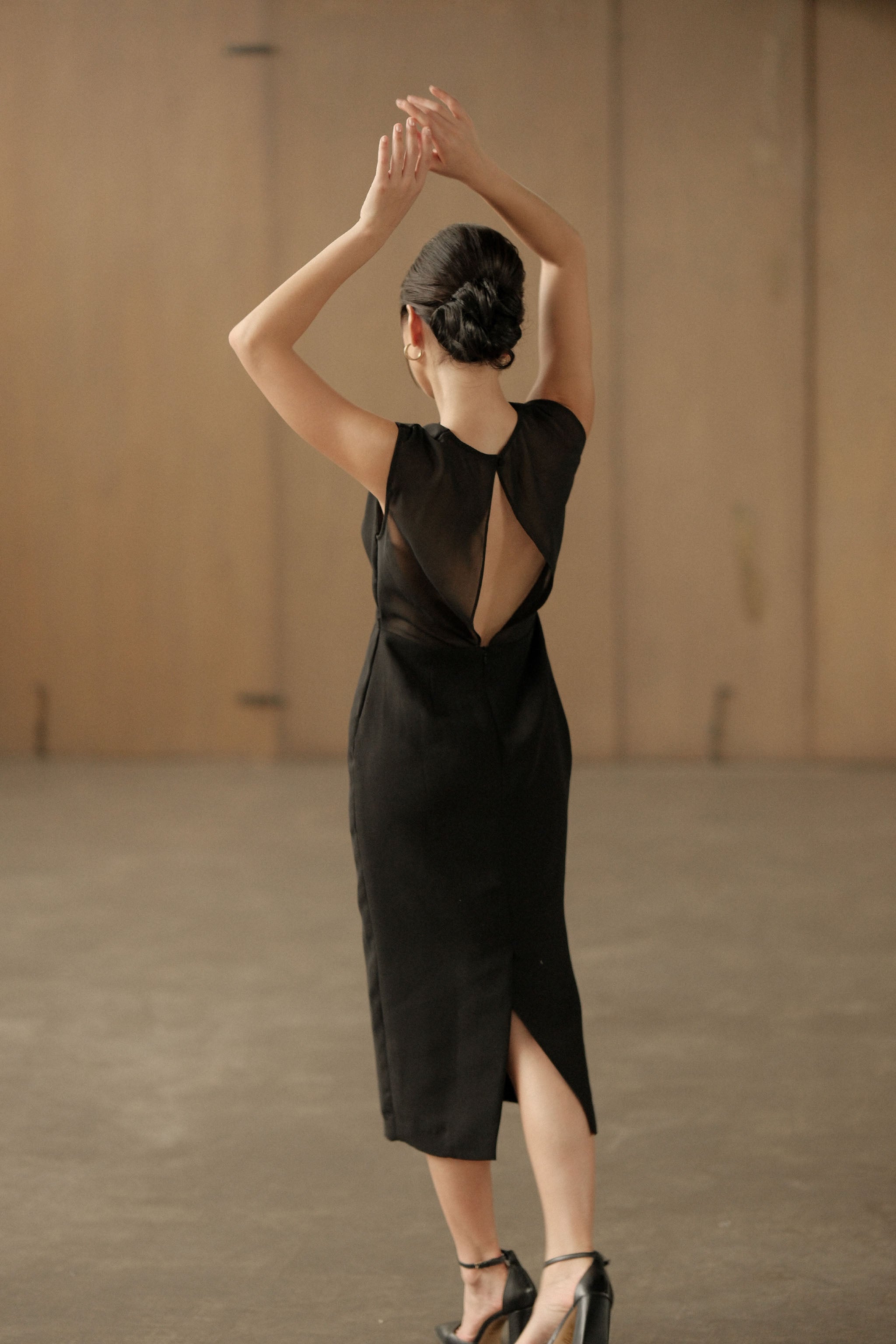 Sheer Back Dress - Black