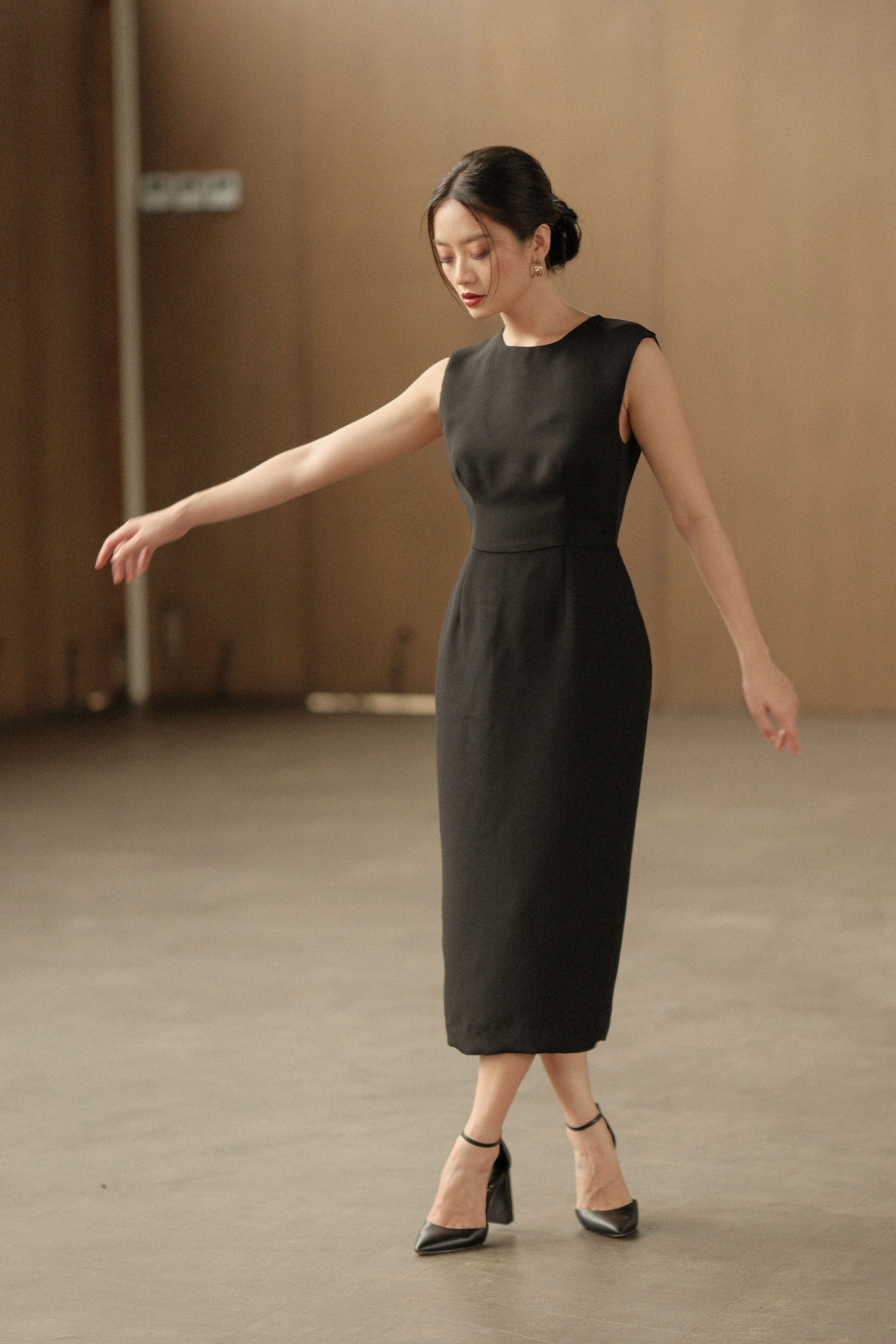 Sheer Back Dress - Black