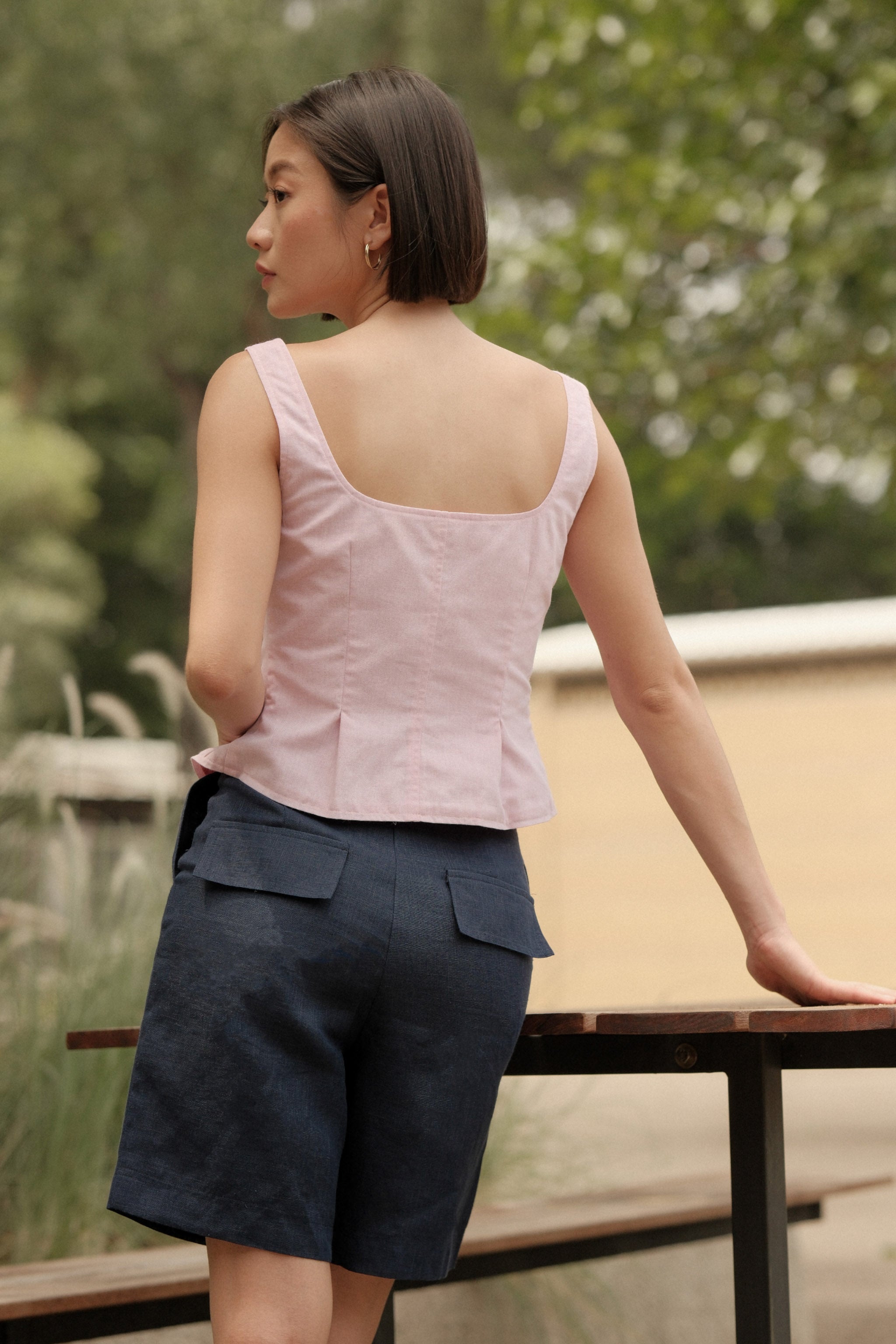 Pearl Button Vest & Shorts Set