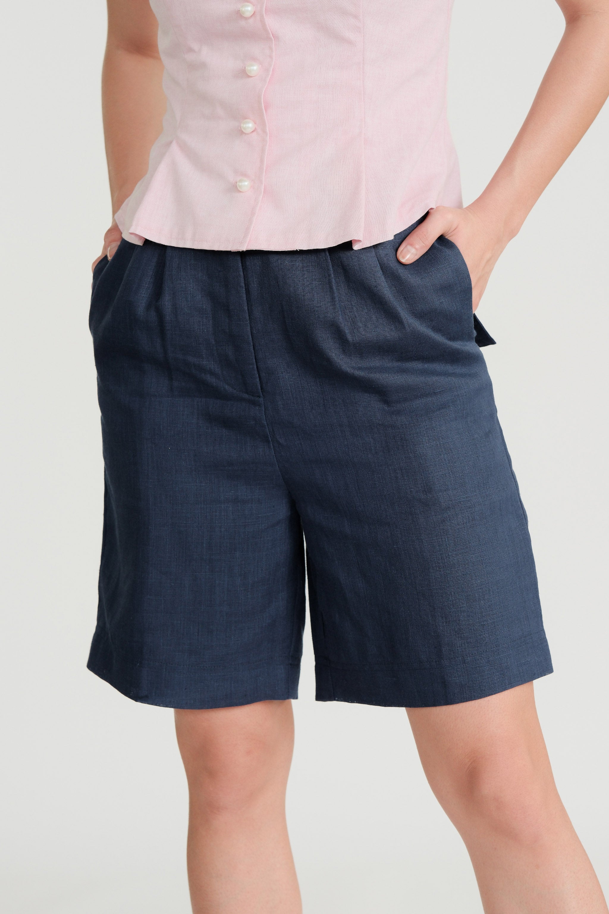 Pearl Button Vest & Shorts Set