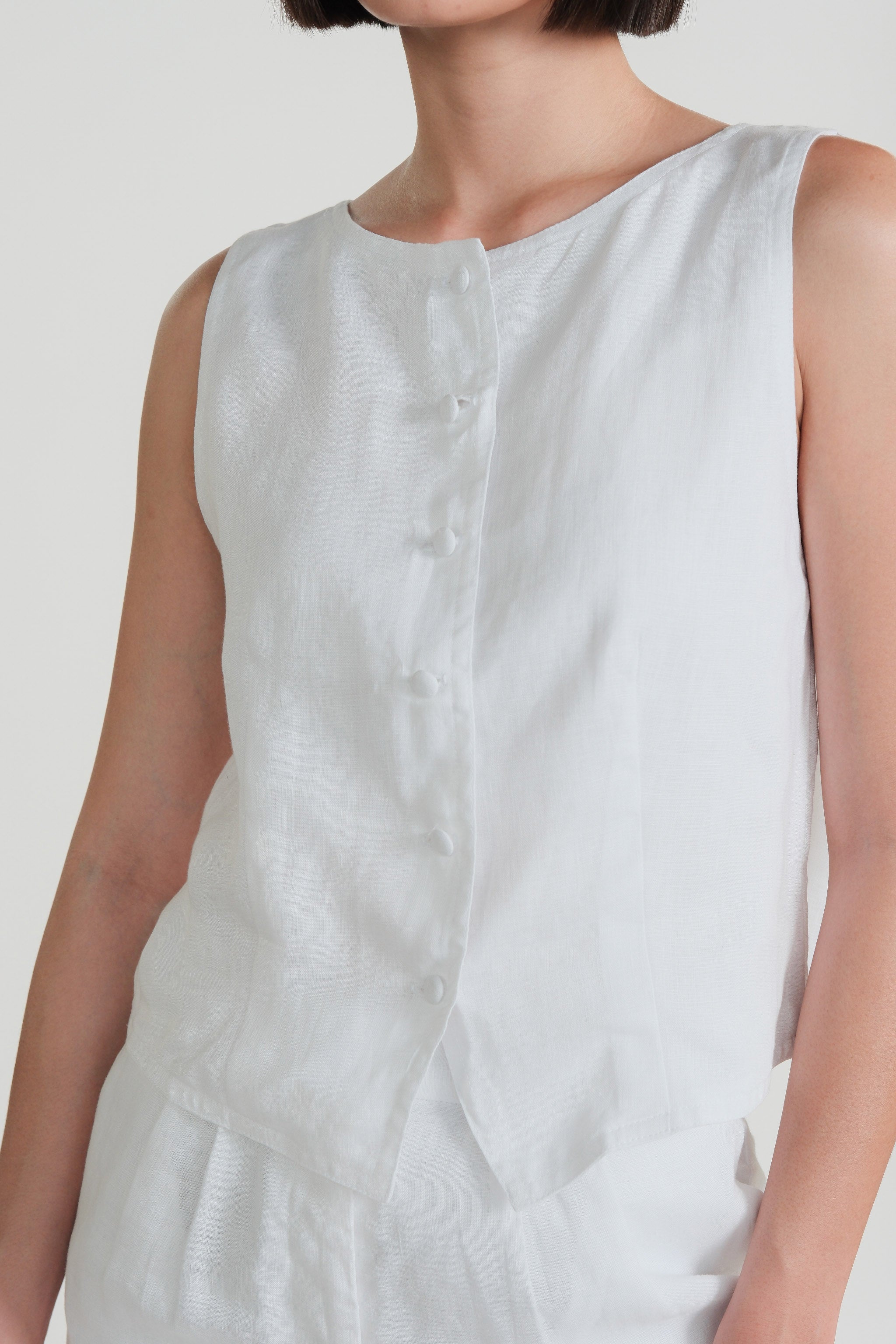 Linen Vest & Pants Set – White